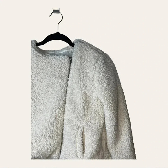 0105W. JACK BY BB DAKOTA SHERPA JACKET FULL ZIP WITH POCKETS SIZE MEDIUM WHITE - Picture 4 of 12
